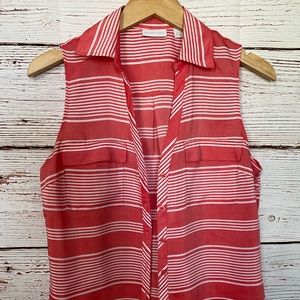 Women’s NYC button down Pink and white striped top medium